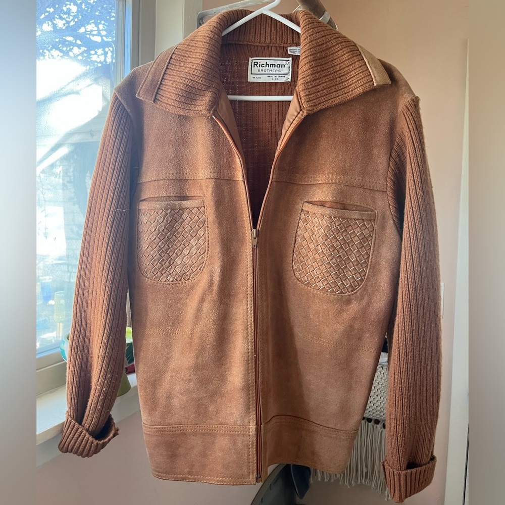 Brown suede leather jacket
